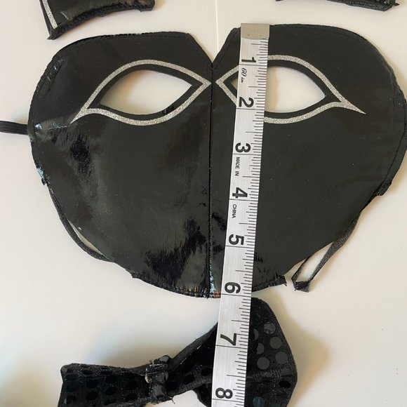 Black Cat Mask, Ears, Bowties and Tail Costume or Accessories - Picture 6 of 6